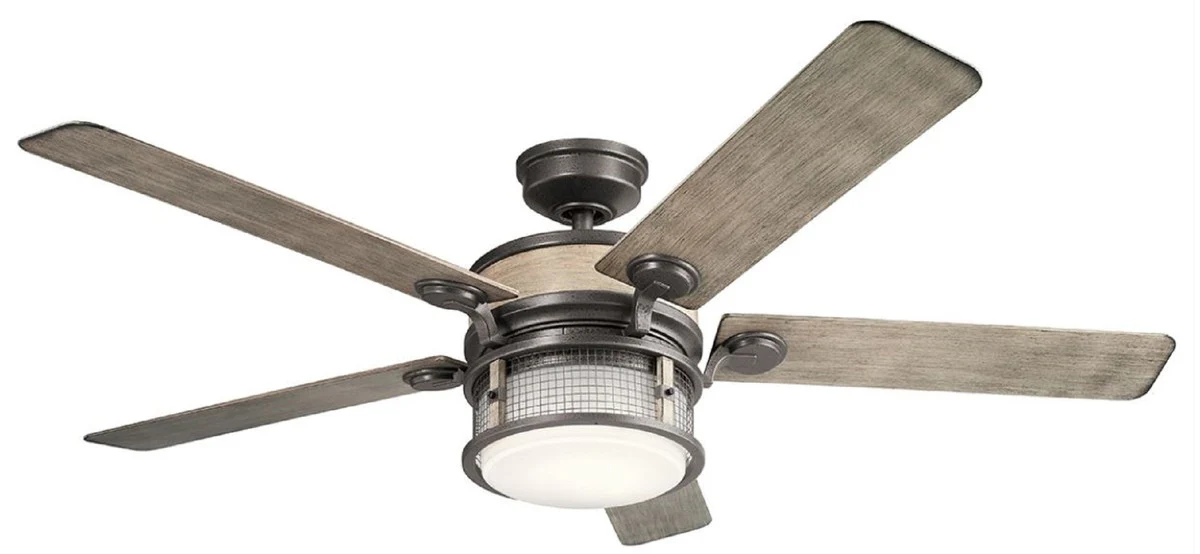 Casa Padrino ventilador de techo de lujo gris antiguo 152 x A. 42 cm - Ventilador moderno regulable con iluminación LED y control remoto - Accesorios de Lujo