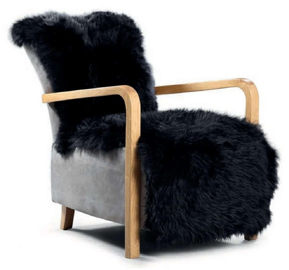 Casa Padrino sill¨®n de lujo de piel artificial negro / gris / natural - Muebles de sal¨®n