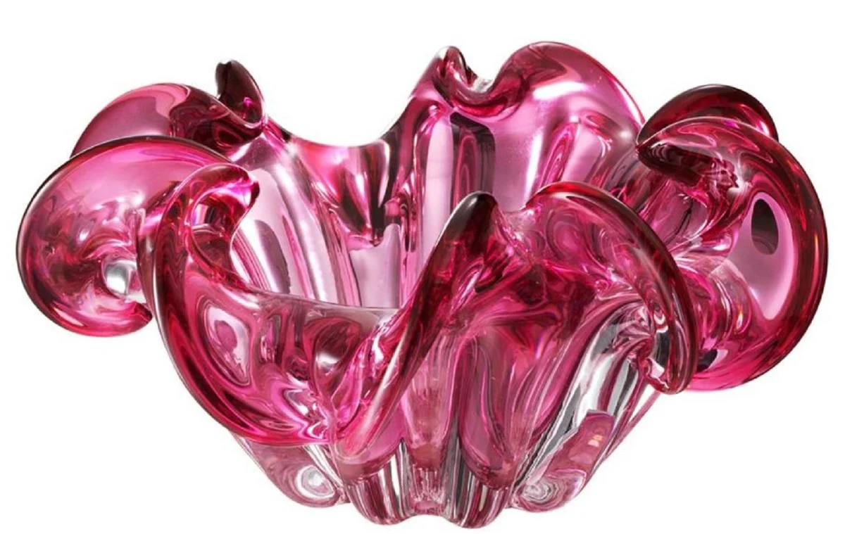 Casa Padrino tazón decorativo hecho de vidrio soplado a la boca rosa Ø 21 x H. 10 cm - Accesorios de Decoración de Lujo