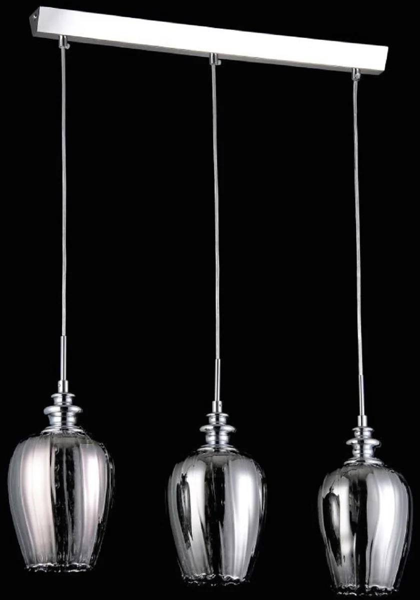 Casa Padrino lámpara colgante plata / gris 70 x H. 100 cm - Lámpara Colgante con Colgantes de Cristal de Primera Calidad