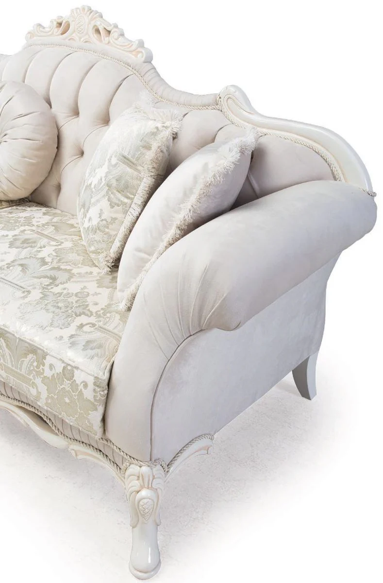 Casa Padrino conjunto de sala de estar barroco de lujo rosa claro / blanco / beige - 2 Sof¨¢s y 2 Sillones y 1 Mesa de Centro - Muebles de Sal¨®n Adornado en Estilo Barroco