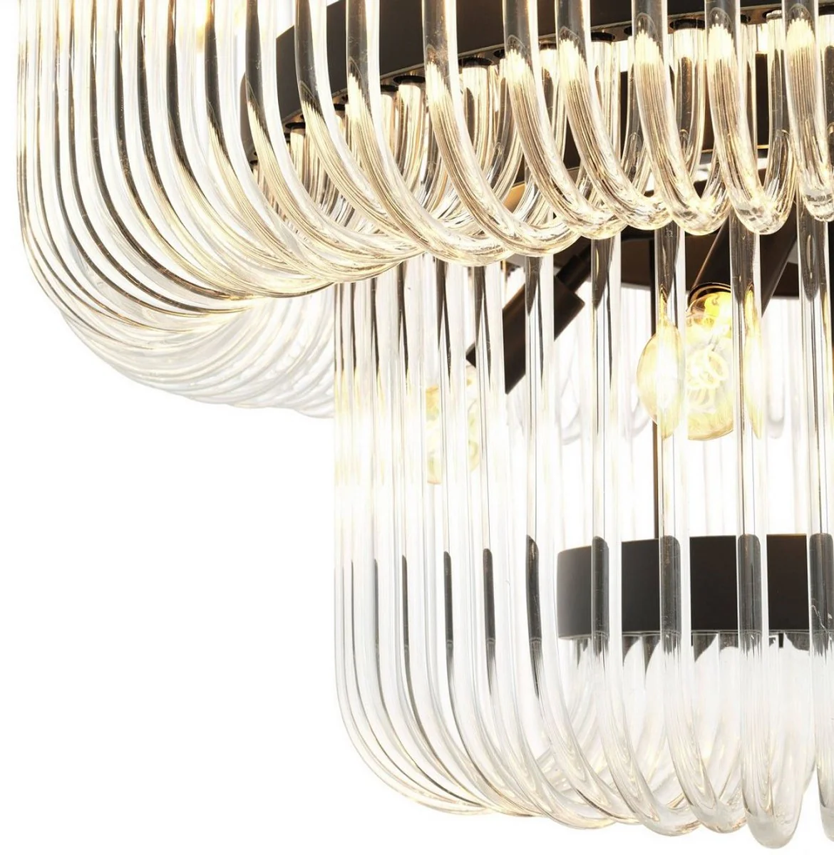 Casa Padrino araña de lujo bronce / vidrio transparente Ø 80 x H. 70 cm - Araña de Salón Redonda