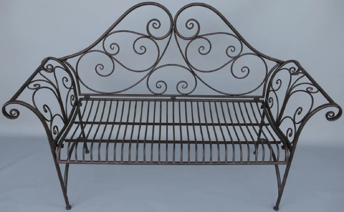 Casa Padrino Banco de Jardín Art Nouveau Marrón Antiguo 137 x 49 x A. 96 cm - Banco Nostálgico - Muebles de Jardín y Patio