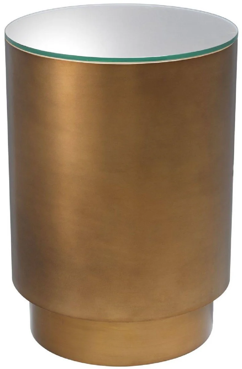 Casa Padrino mesa auxiliar de lujo lat¨®n antiguo ? 40 x A. 56,5 cm - Mesa redonda de acero con tapa de vidrio - Muebles de sal¨®n - Muebles de Lujo