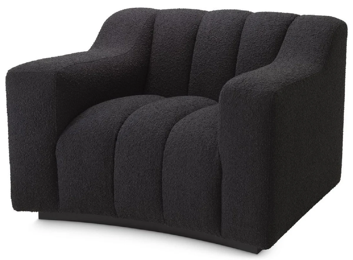 Casa Padrino sill¨®n de lujo negro 107 x 96 x A. 78,5 cm - Sill¨®n de sal¨®n ligeramente curvado - Sill¨®n de hotel - Calidad de Lujo