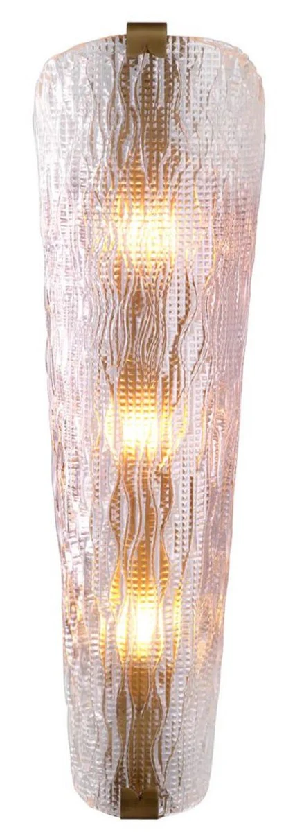 Casa Padrino lámpara de pared de lujo latón antiguo 20 x 14,5 x A. 62,5 cm - Lámpara de pared de salón con pantalla de vidrio hecha a mano - Iluminación de lujo - Interior de lujo