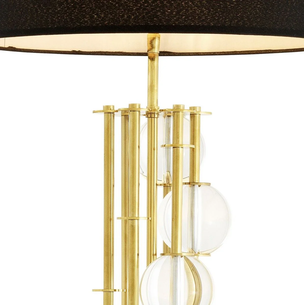 Casa Padrino lámpara de pie de lujo oro / negro Ø 48 x H. 176 cm - Lámpara de Diseño con Cristal - Lámpara de Salón de Lujo