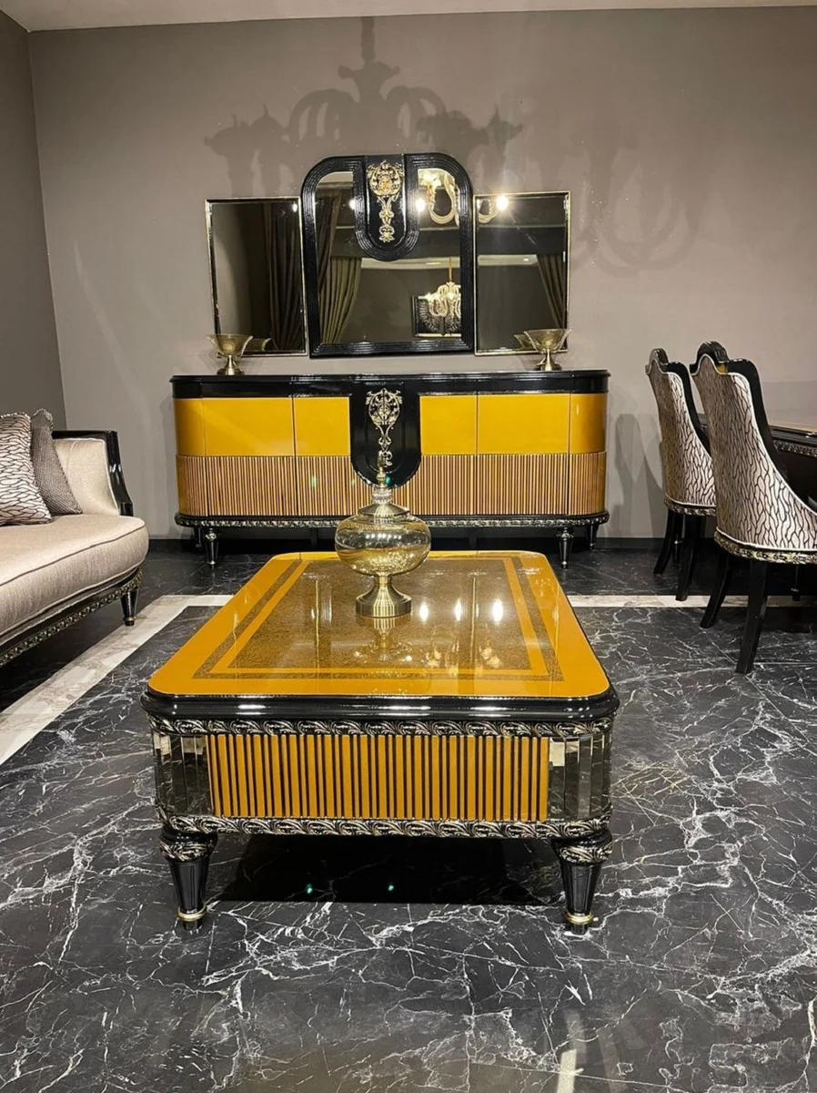 Casa Padrino aparador barroco de lujo oro / negro / oro - Armario de estilo barroco hecho a mano - Muebles de lujo en estilo barroco - Muebles barrocos - Interiores barrocos - Noble y Magnífico