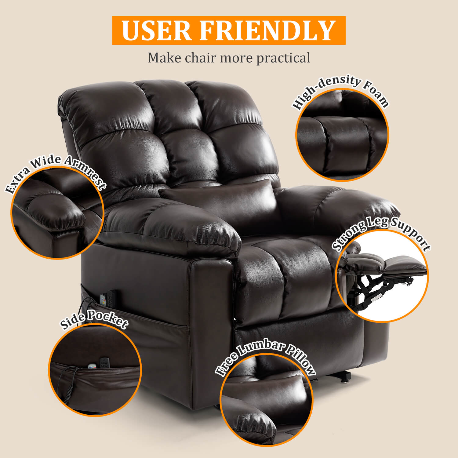 Zero Gravity Power Lift Recliner Chair, Three Motor