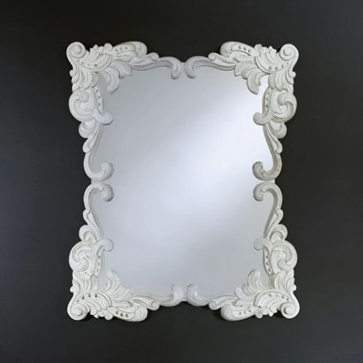 Casa Padrino Baroque wall mirror antique style white 92 x 110 cm - Baroque mirror antiquewhite