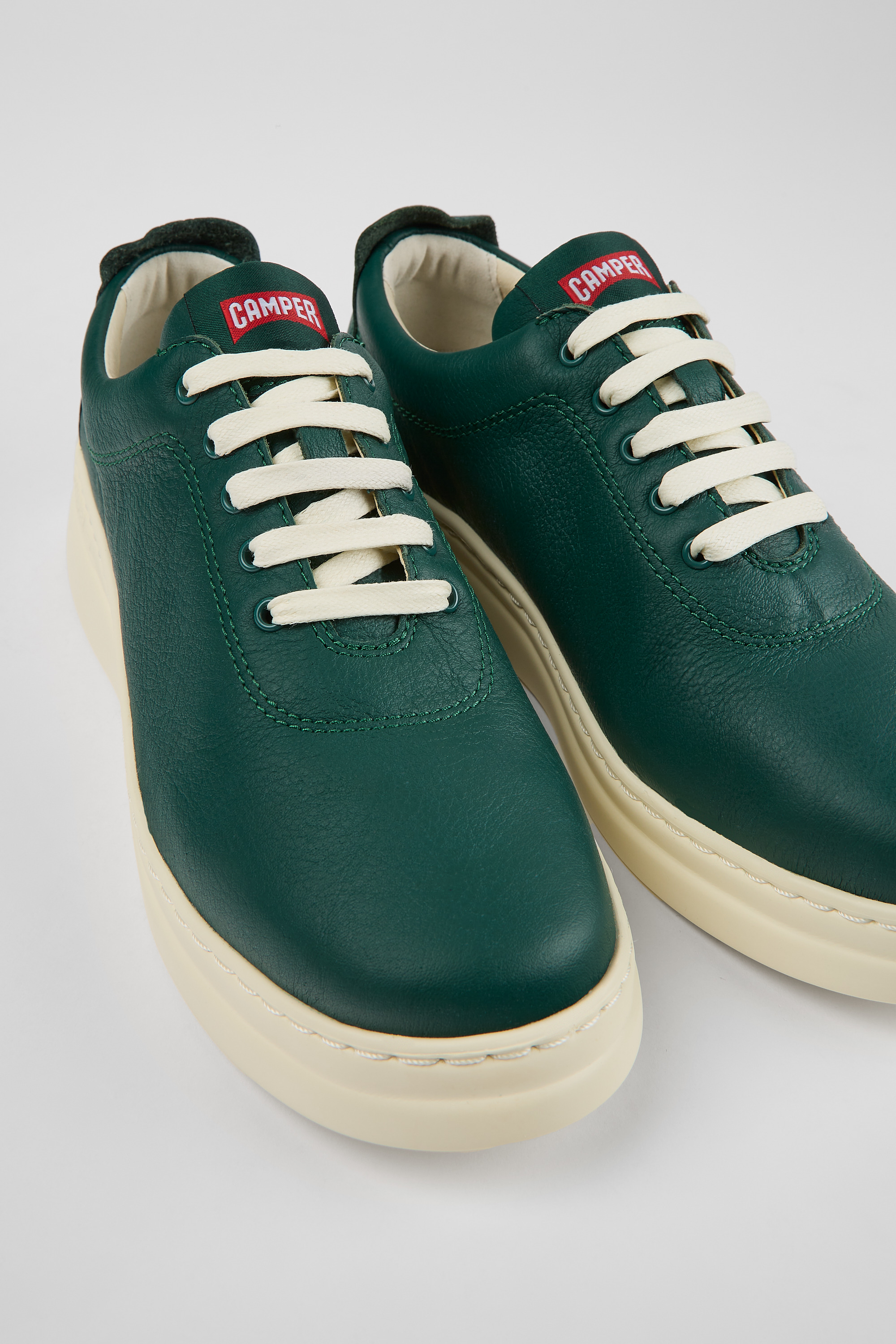 Runner Up - Green leather sneakers for women