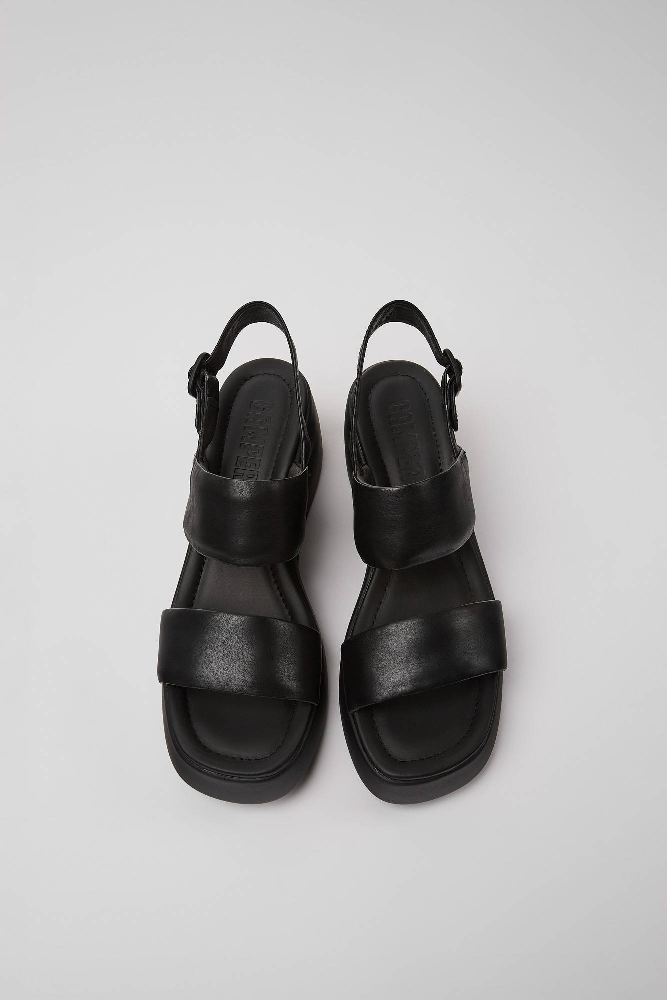 Kaah - Black leather sandals for women