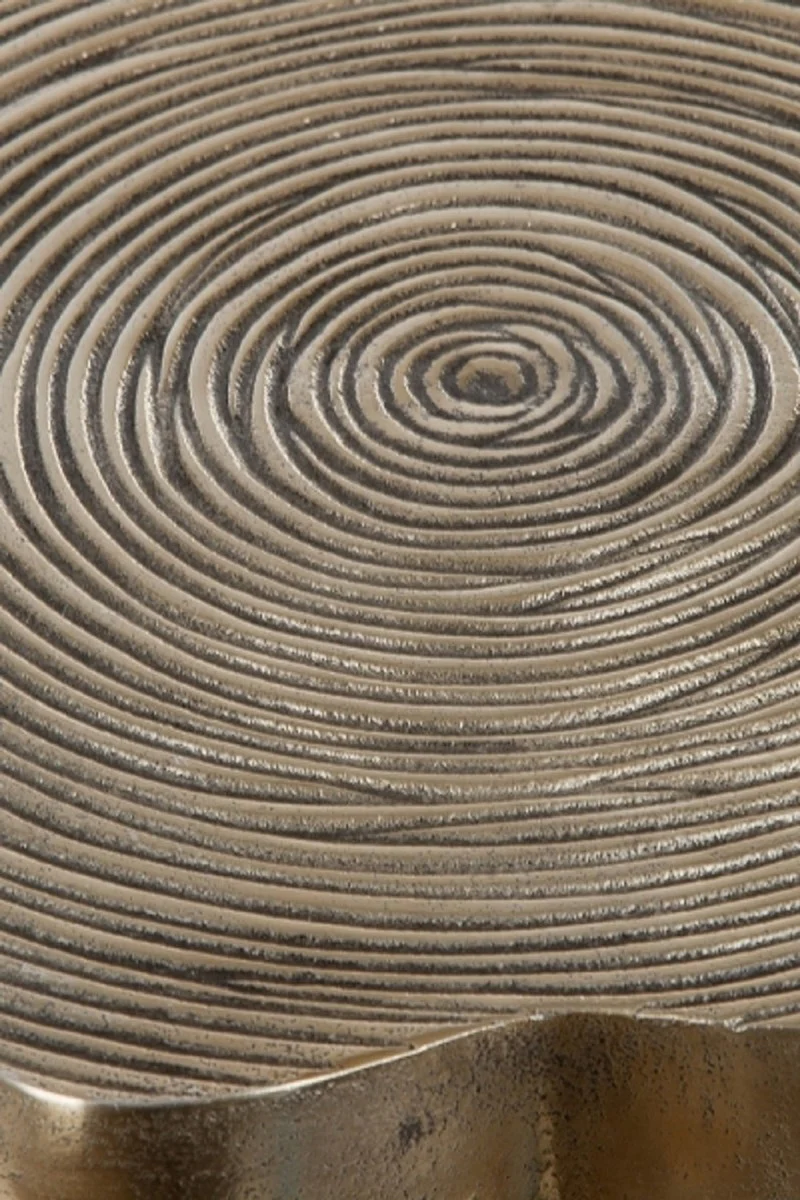 Casa Padrino conjunto de mesas laterales de lujo bronce / negro 57 x 50 x H. 52 cm - Mesas laterales de metal en discos de árboles Diseño con un elaborado patrón de anillos anuales en las mesas