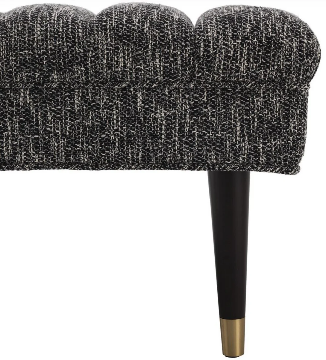 Casa Padrino banco de lujo negro / lat¨®n 68 x 50 x A. 45 cm - Banco tapizado de madera maciza - Muebles de Sala de Estar - Muebles de Hotel - Colecci¨®n de Lujo