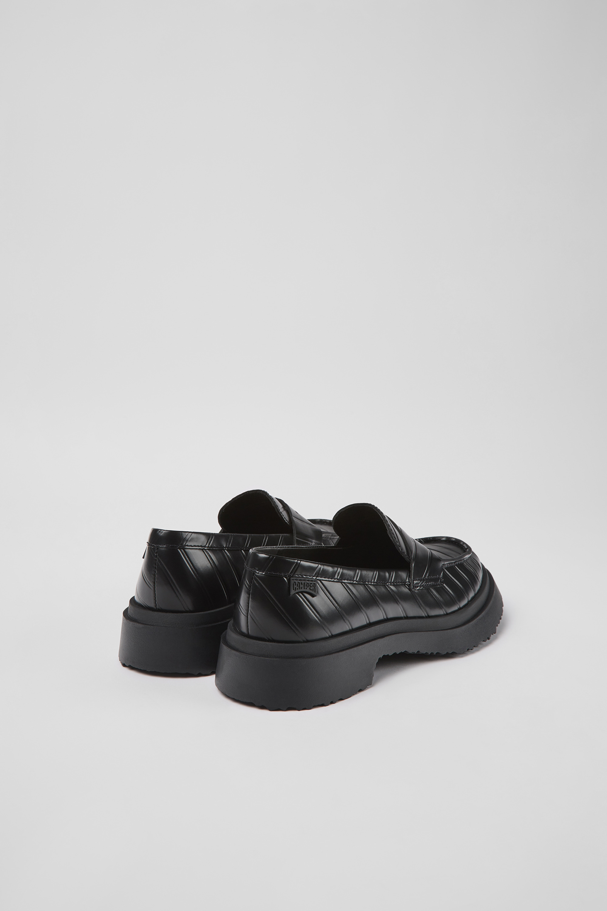 Twins - Black leather loafers for women