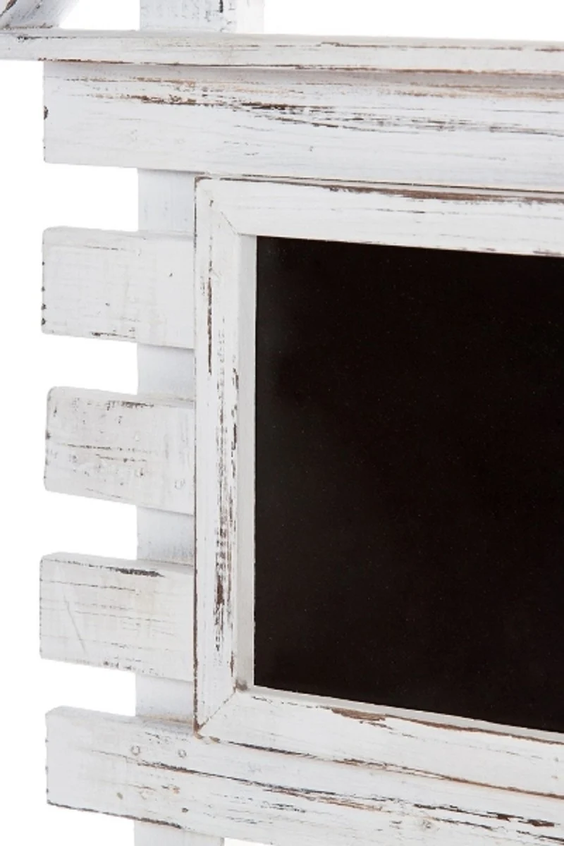 Casa Padrino armario de pared de estilo campestre shabby chic blanco antiguo 60 x 21 x H. 38 cm - Armario de Pared Hecha a Mano con Tablero de Tiza