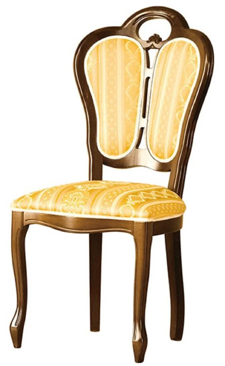 Casa Padrino Conjunto de Sillas de Comedor Barroco de Lujo Marr¨®n / Blanco / Oro 48 x 43 x H. 104,5 cm - 4 Sillas de Comedor - Muebles de Comedor Barroco