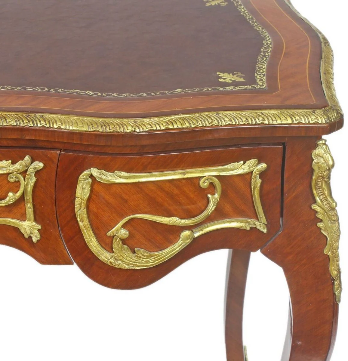 Casa Padrino escritorio barroco marr¨®n / oro - Mesa de oficina hecha a mano de madera maciza con 3 cajones - Muebles de Oficina en Estilo Barroco