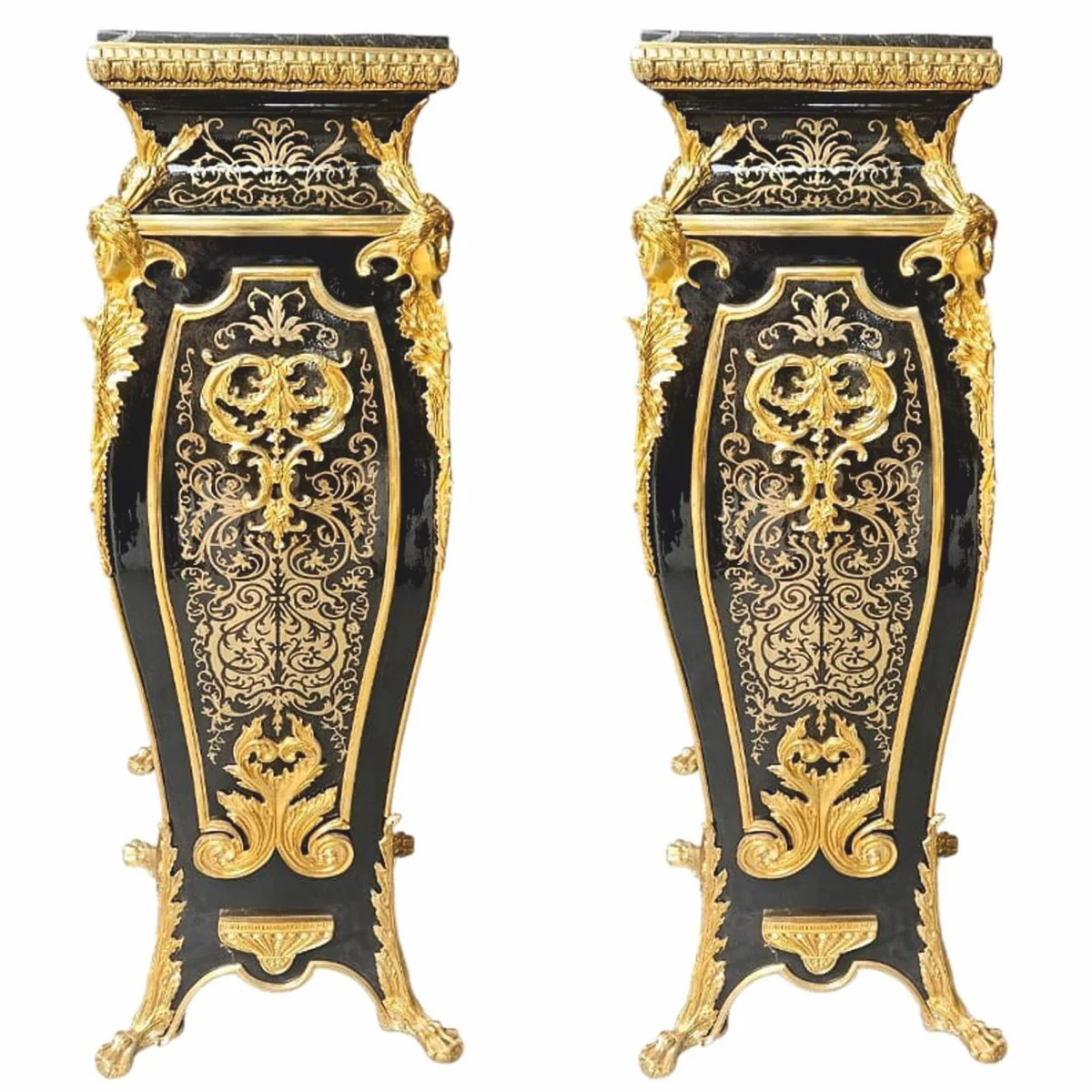 Casa Padrino conjunto de columnas barrocos negro / oro Al. 125 cm - Magníficos muebles barrocos