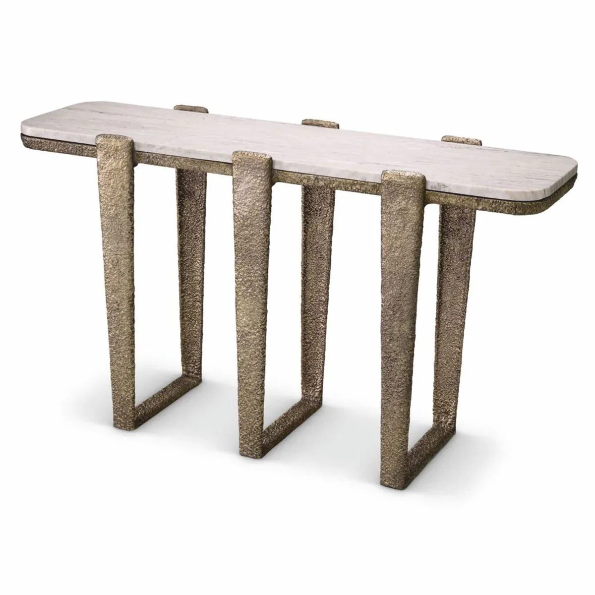 Casa Padrino consola de lujo de aluminio con tapa de m¨¢rmol lat¨®n antiguo / beige 140 cm