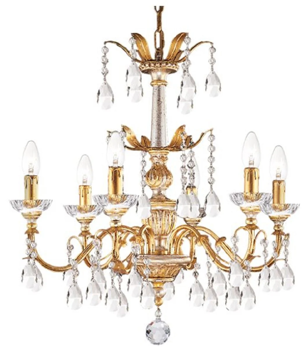 Casa Padrino araña de luces de cristal barroco de lujo oro con pátina Ø 62 x A. 62 cm - Magnífica araña con cristal de Bohemia - Calidad de Lujo