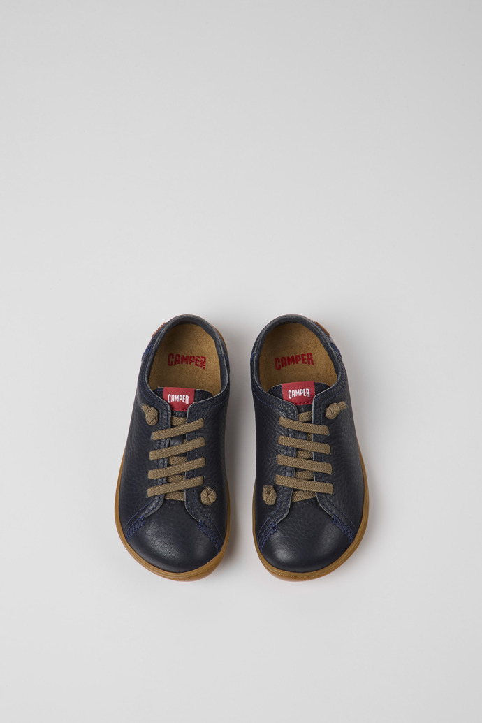 Peu Navy blue leather shoes for kids