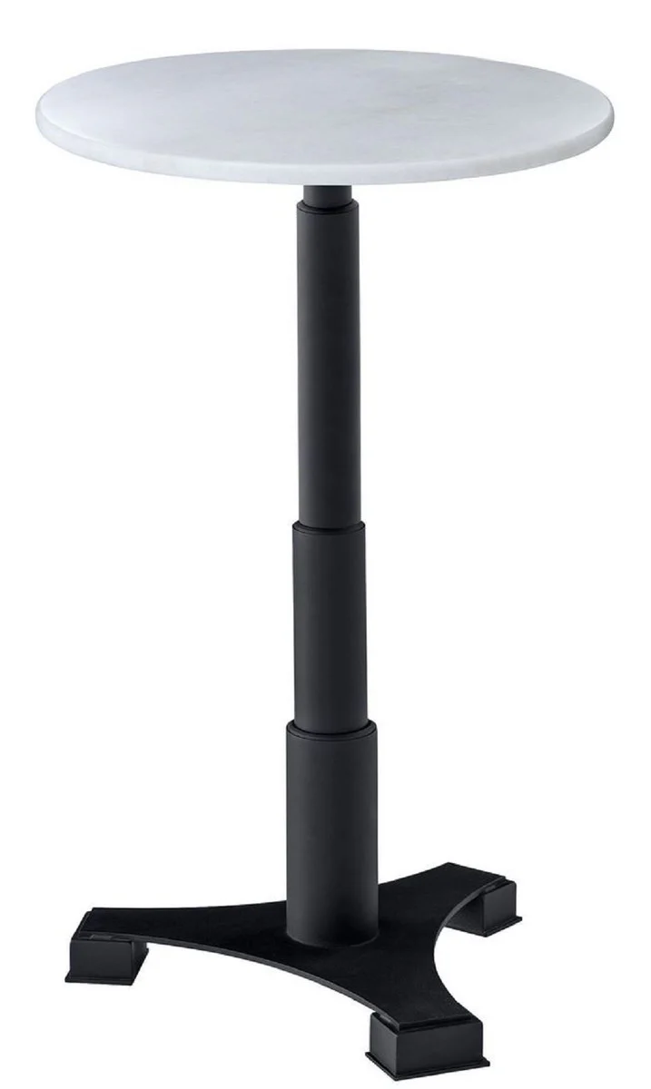 Casa Padrino mesa de bar de lujo blanco / negro ? 60 x H. 110 cm - Mesa de Bar con Encimera Redonda de M¨¢rmol - Muebles de Bar