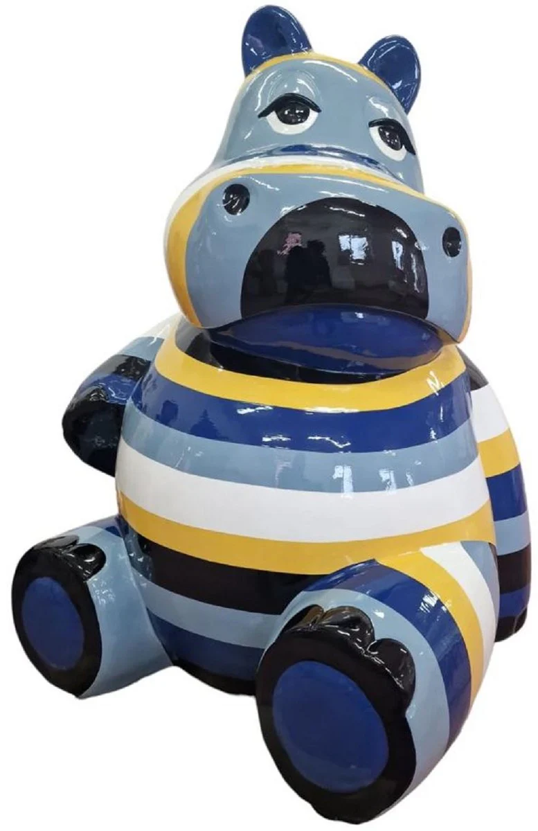 Casa Padrino escultura decorativa de lujo hipop¨®tamo multicolor A. 100 cm - Figura decorativa grande - Figura animal XXL - Escultura decorativa XXL - Esculturas y figuras decorativas XXL