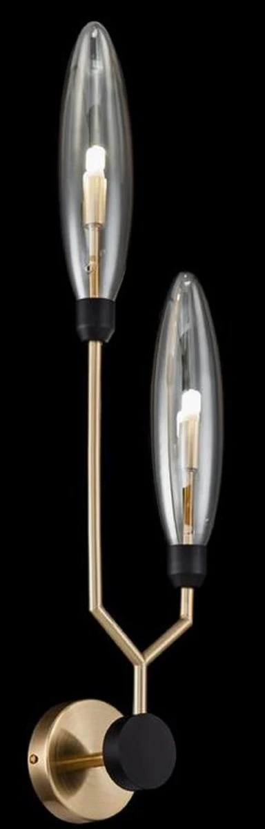 Casa Padrino lámpara de pared de lujo oro mate / negro 17,5 x 13,5 x H. 65 cm - Lámpara de Pared Moderna