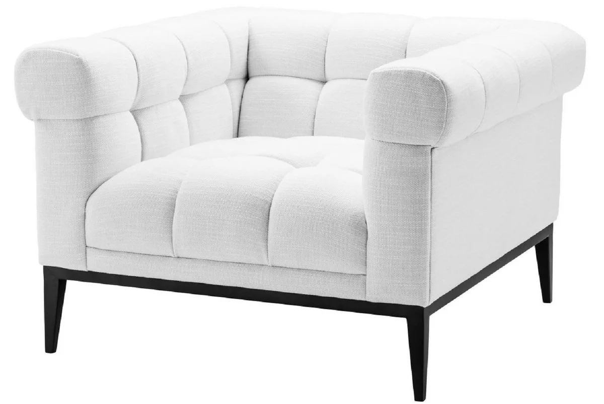 Casa Padrino Sill¨®n de Lujo Blanco / Negro 102 x 98 x H. 69 cm - Sill¨®n de Sal¨®n con 2 Cojines - Muebles de Sal¨®n - Muebles de Lujo