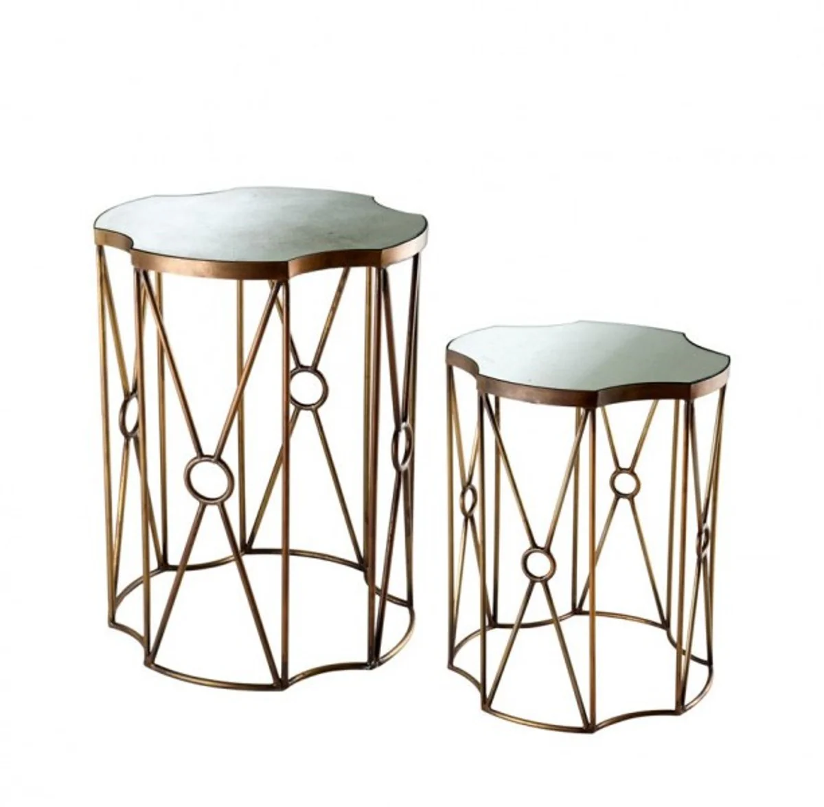 Casa Padrino luxury art deco designer side table set of 2 antique brass - Hotel Table Furniture