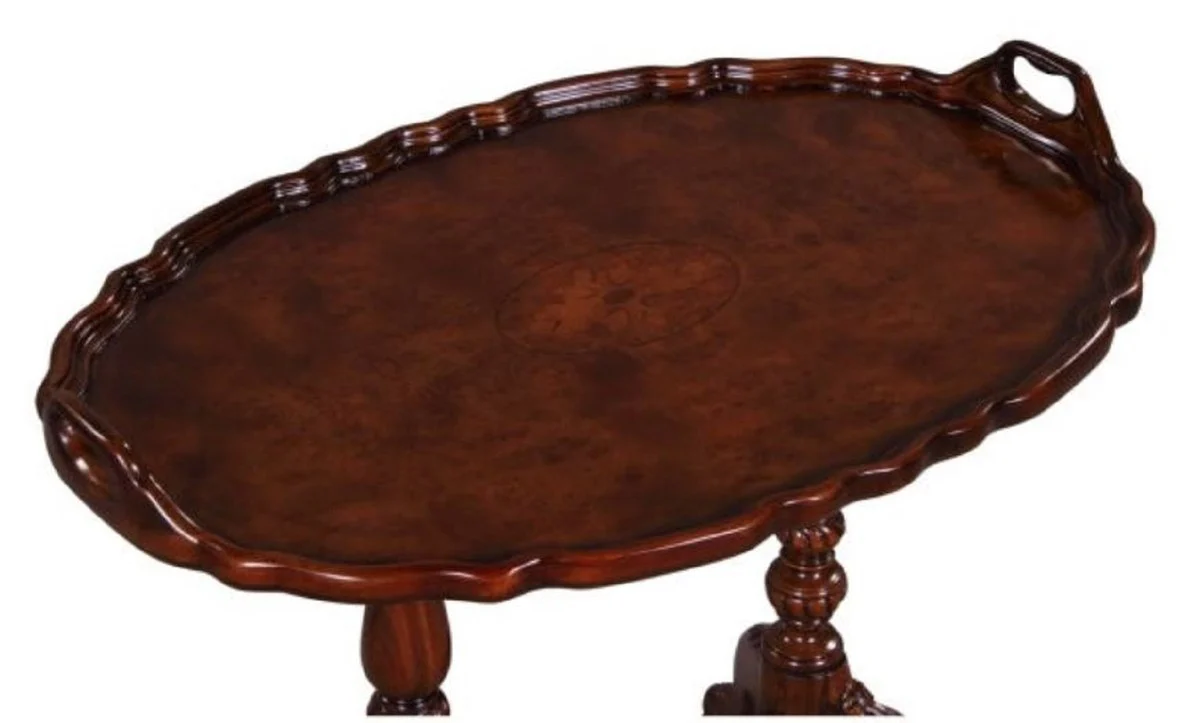 Casa Padrino mesa de te / mesa auxiliar de estilo barroco de lujo con 2 asas marrón 66,5 x 44,5 x H. 55,2 cm - Muebles Barrocos