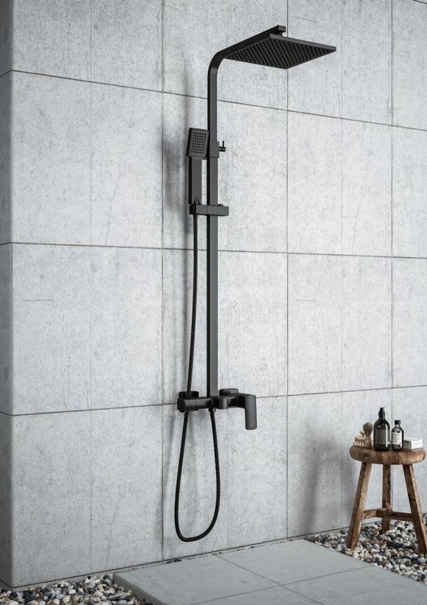 Casa Padrino conjunto de ducha de lujo con ducha fija y teleducha negro - Grifería de ducha - Columna de ducha - Accesorios de baño de lujo