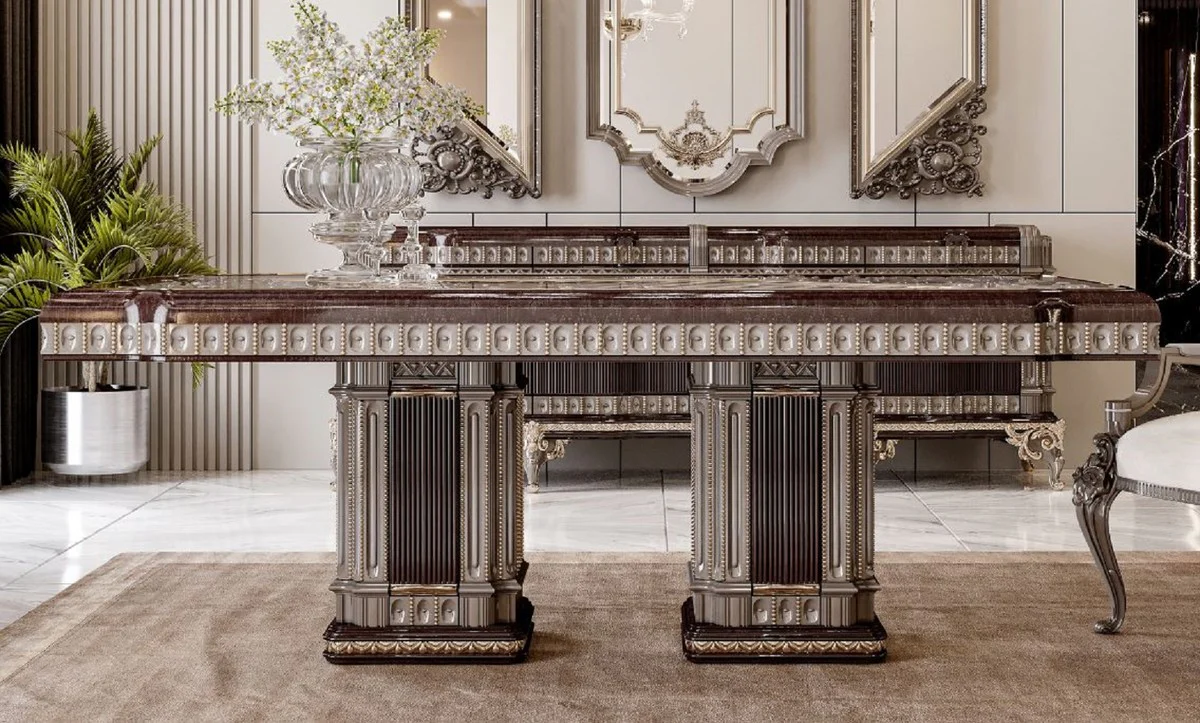 Casa Padrino mesa de comedor barroco de lujo marr¨®n oscuro / gris 250 cm