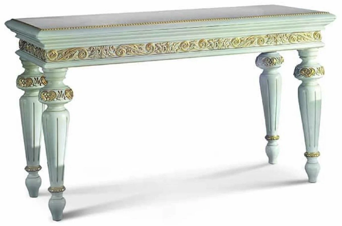 Casa Padrino consola barroco de lujo blanco / oro 140,5 cm - Hecho en Italia