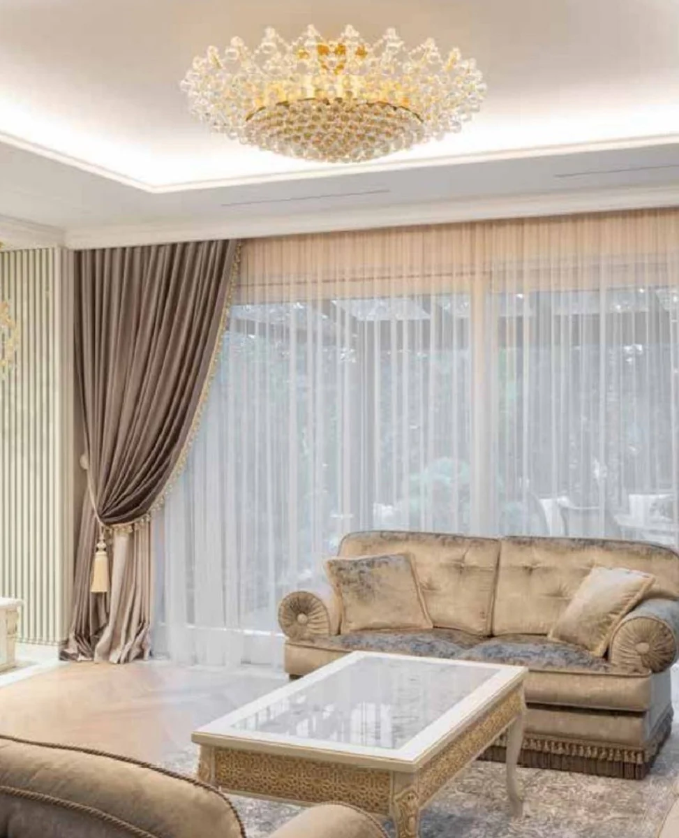 Casa Padrino lámpara de techo de cristal barroco de lujo oro / plata Ø 105 x A. 35 cm - Lámpara de techo redonda con cristal veneciano - Noble y Magnífica - Calidad de Lujo - Hecho en Italia