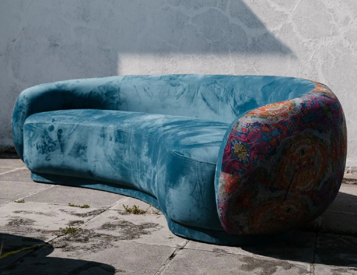 Casa Padrino sof¨¢ de sal¨®n de lujo azul / multicolor 260 cm