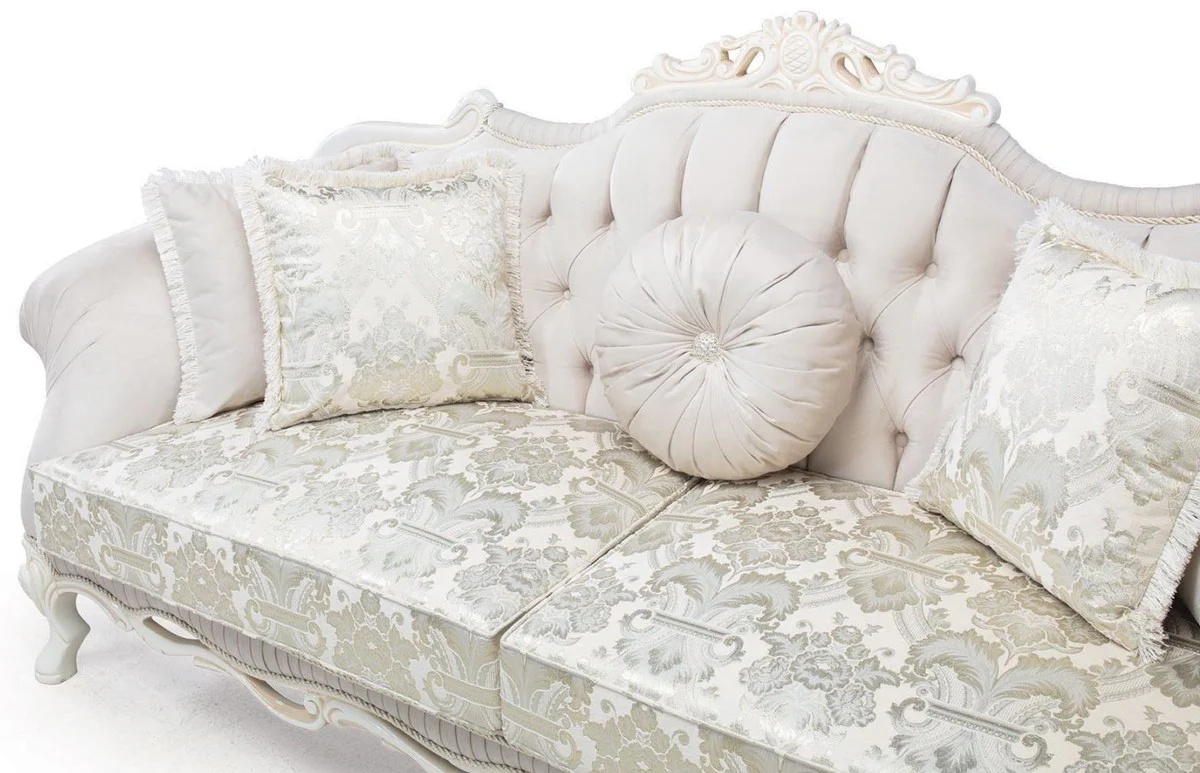 Casa Padrino conjunto de sala de estar barroco de lujo rosa claro / blanco / beige - 2 Sof¨¢s y 2 Sillones y 1 Mesa de Centro - Muebles de Sal¨®n Adornado en Estilo Barroco