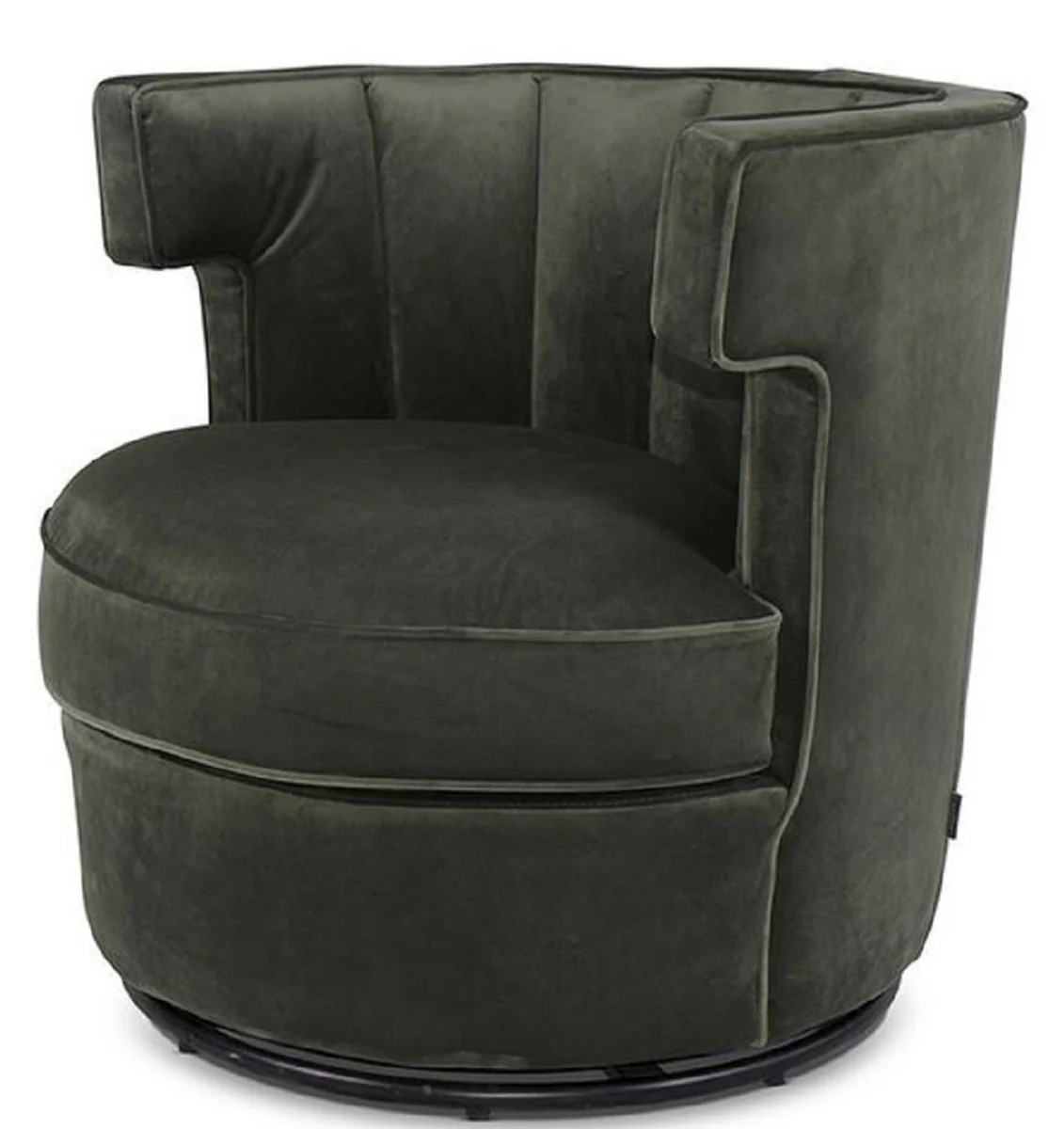 Casa Padrino sill¨®n giratorio de lujo verde oscuro 79 x 62 x H. 73 cm - Sill¨®n de Sal¨®n Redondo - Sill¨®n de Terciopelo - Muebles de Sala