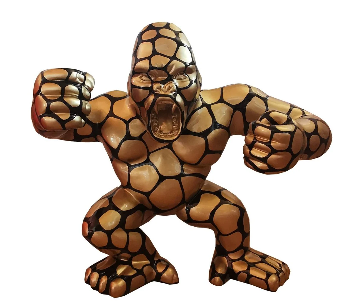 Casa Padrino escultura decorativa de diseño mono gorila oro / negro 80 x 40 x A. 70 cm - Figura decorativa resistente a la intemperie - Decoración Terraza Jardín