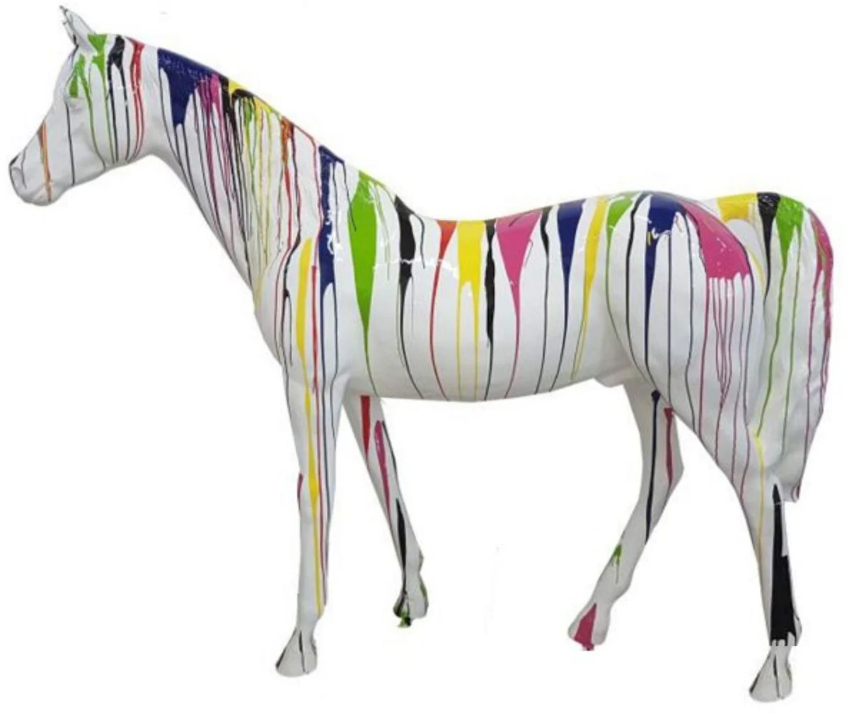 Casa Padrino escultura decorativa de lujo caballo blanco / colorido 220 x A. 190 cm - Escultura de jard¨ªn enorme - Escultura de tama?o natural - Escultura decorativa XXL - Figura decorativa XXL
