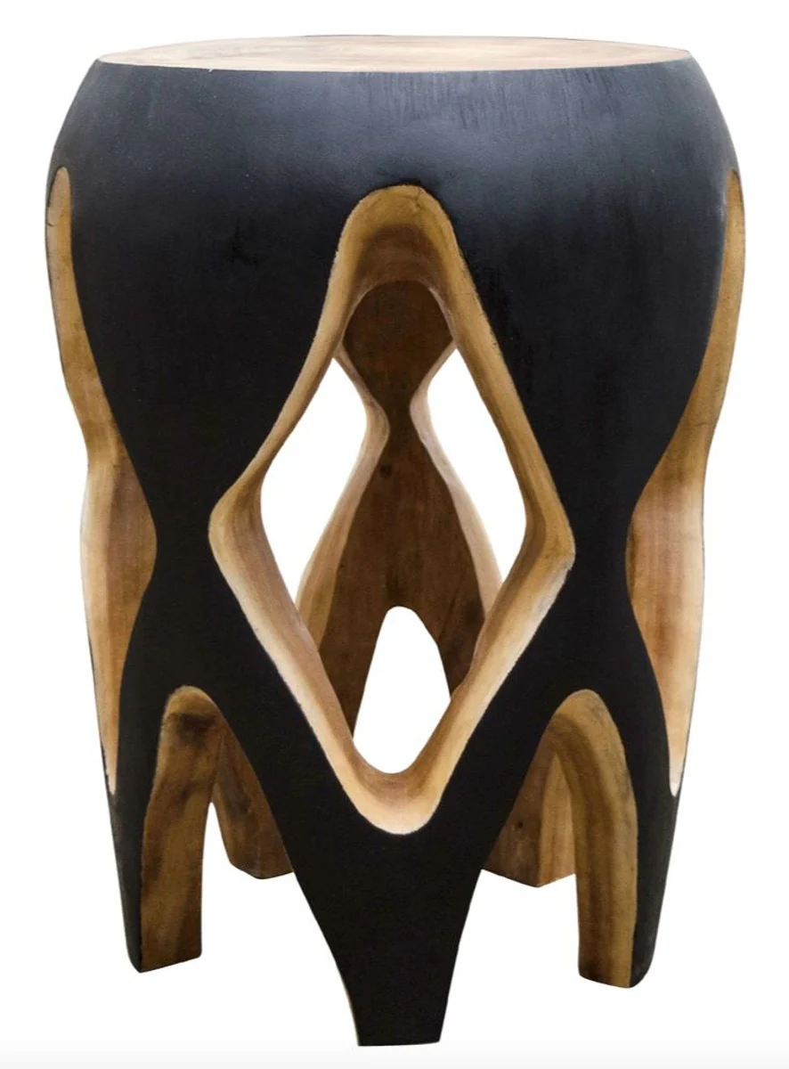 Casa Padrino mesa auxiliar nero / color natural 40 x H. 54,5 cm - muebles de sala