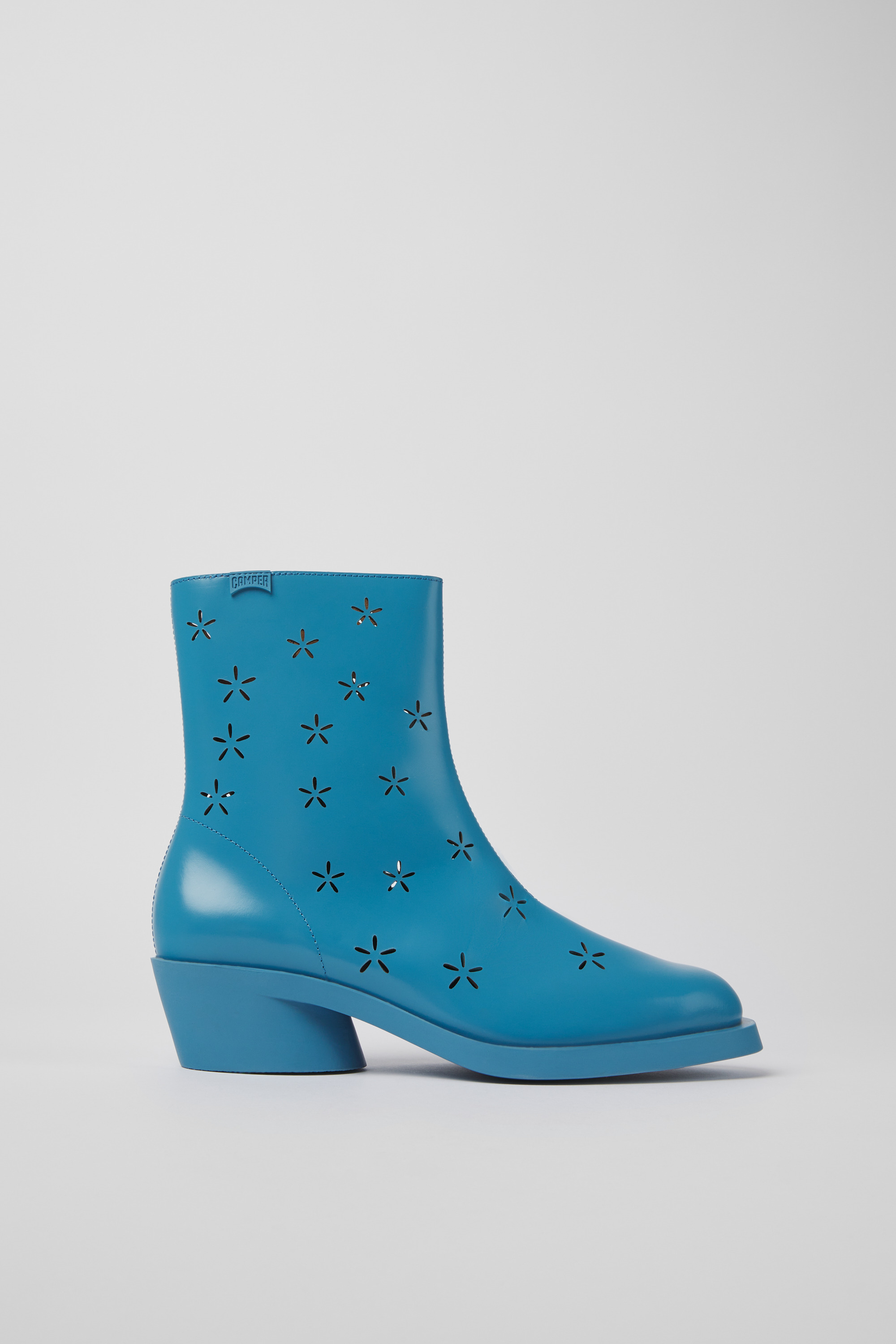 Bonnie - Blue leather boots for women