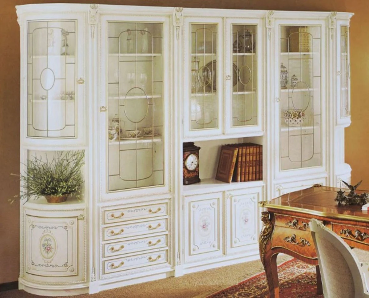 Casa Padrino gabinete barroco de lujo blanco / multicolor / oro - Gabinete de sal¨®n en estilo barroco - Muebles de sal¨®n barrocos - Calidad de Lujo - Hecho en Italia