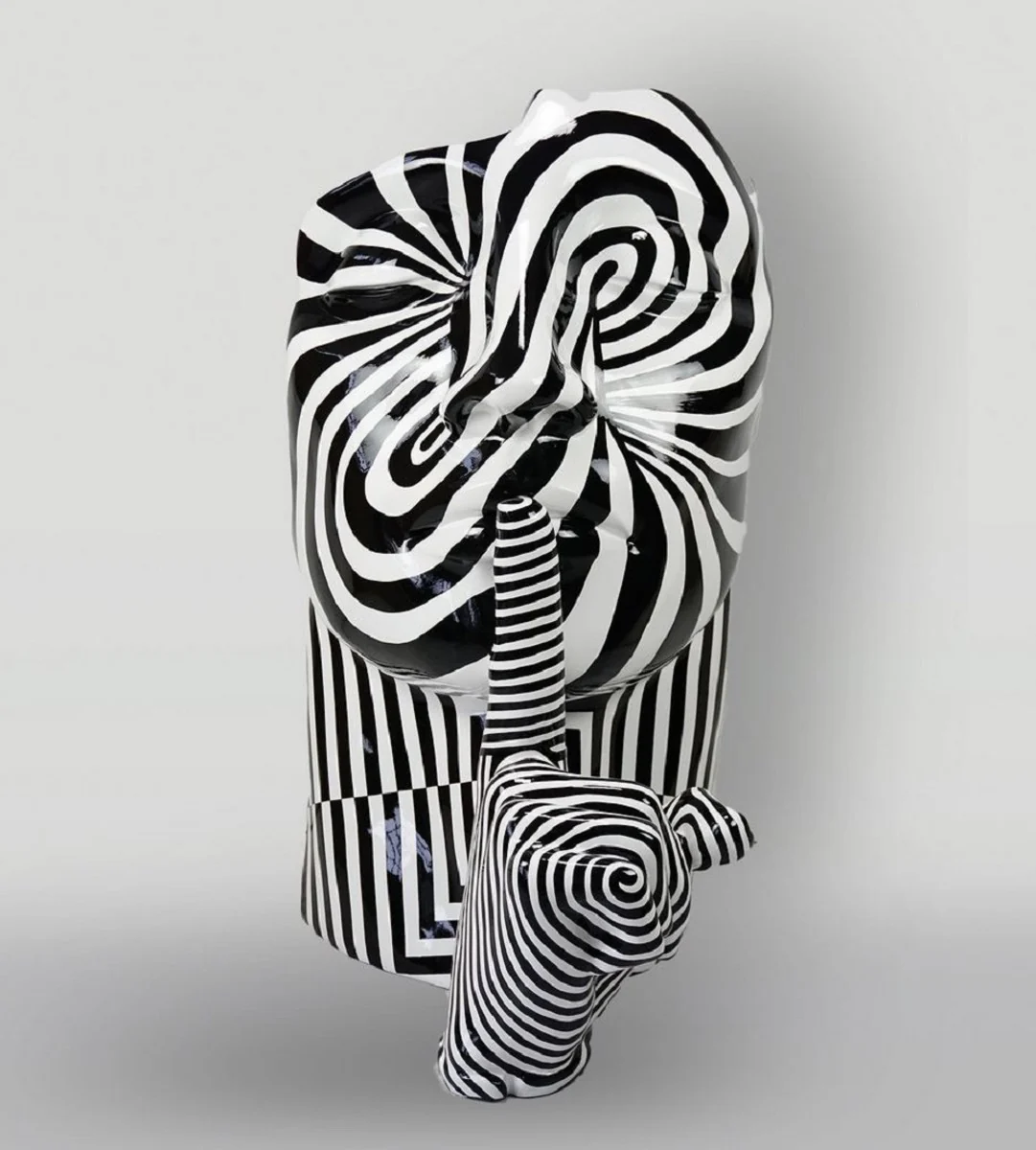 Casa Padrino escultura decorativa XXL blanco / negro A. 140 cm - Pintado a mano