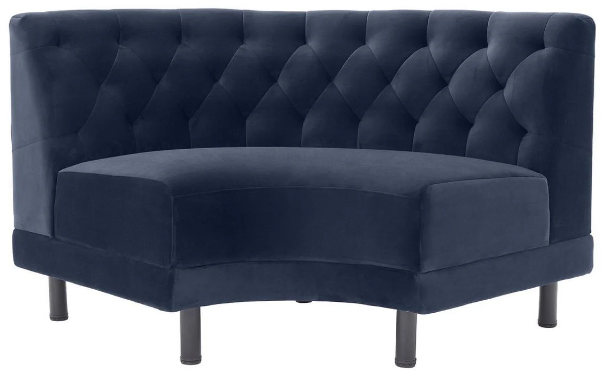 Casa Padrino sof¨¢ de terciopelo Chesterfield de lujo azul medianoche / negro 114 x 75 x A. 85 cm - Sof¨¢ curvo y extensible para sala de estar - Colecci¨®n de Lujo