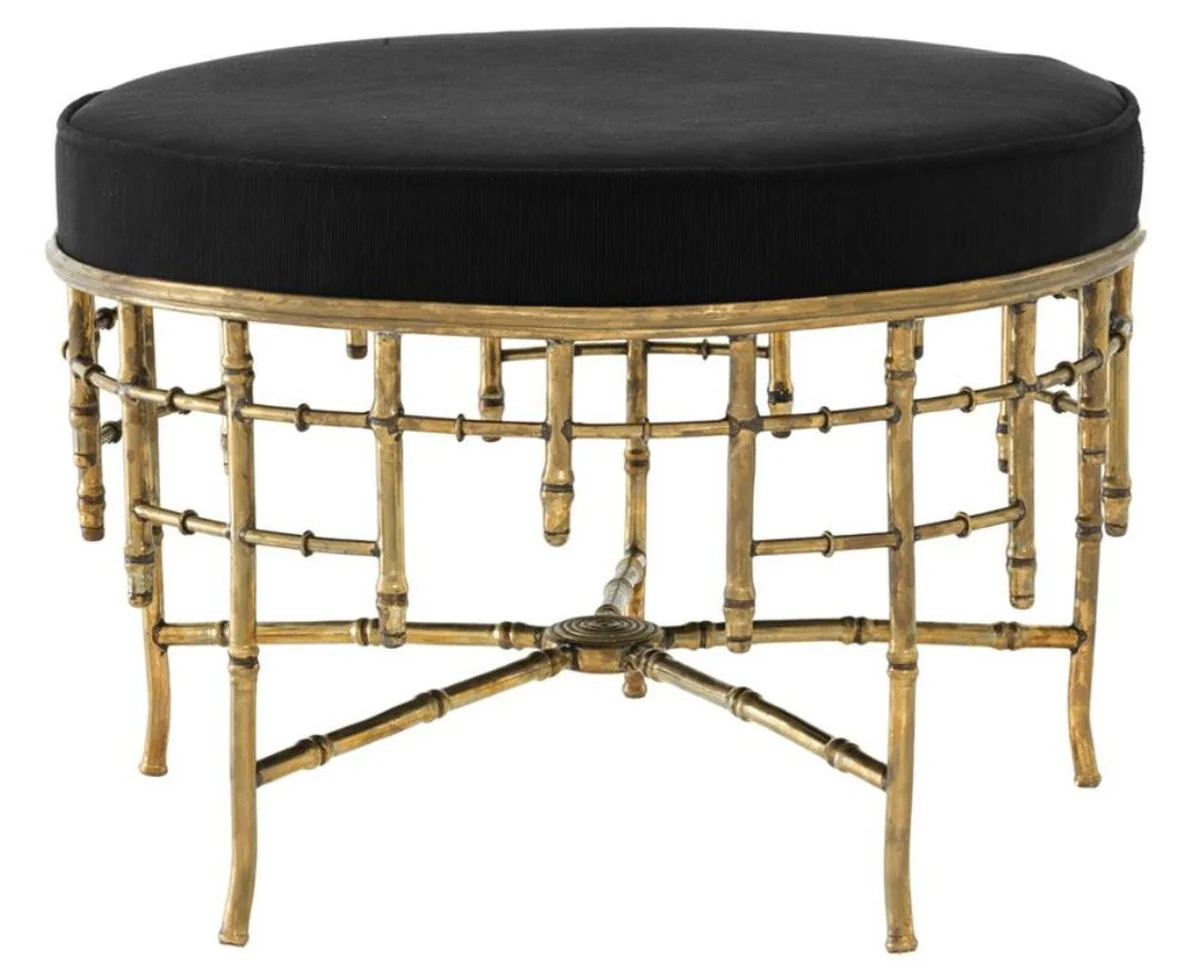 Casa Padrino taburete de dise?o vintage lat¨®n / negro 69 x H. 48,5 cm - muebles de lujo