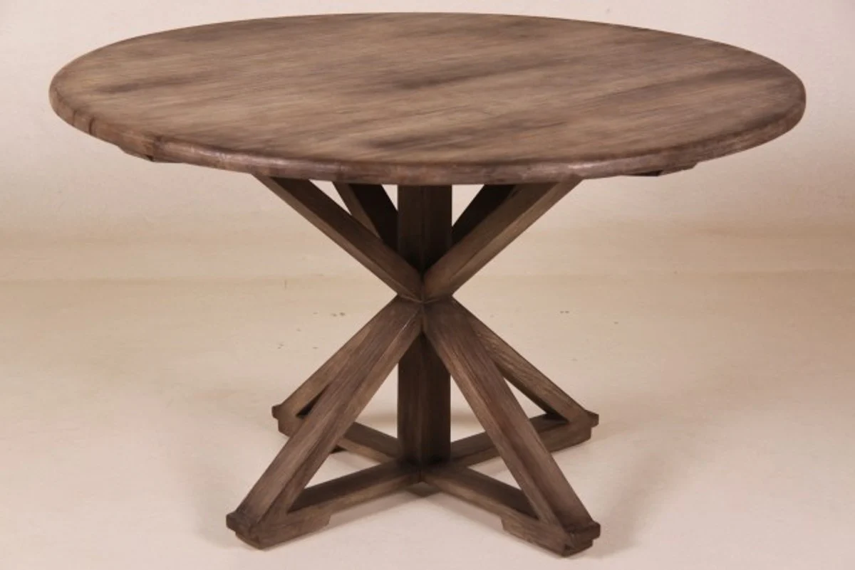 Casa Padrino Vintage teak dining table Vintage Rustic Grey Round Diameter 130 cm - country-style table teak