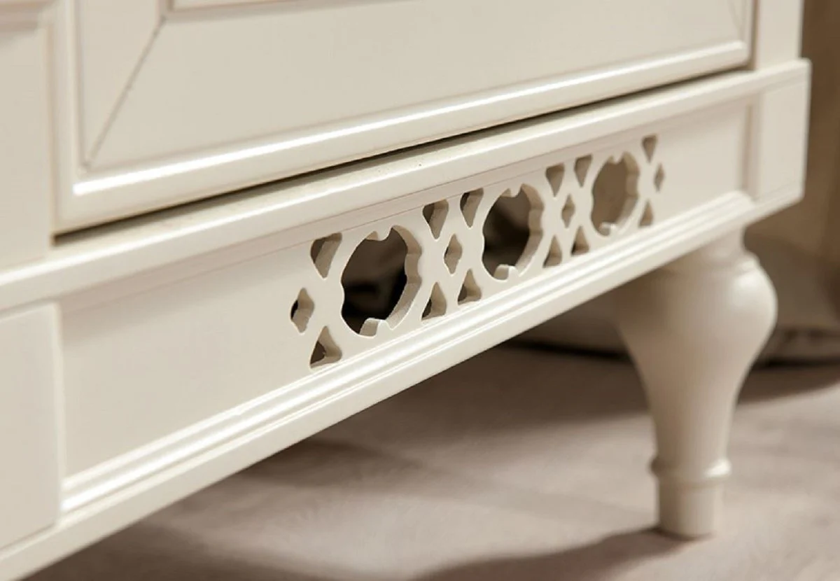 Casa Padrino armario de dormitorio Art Nouveau de lujo crema 238 x 64,7 x A. 210,6 cm - Armario de madera maciza con 4 puertas y 2 cajones - Muebles de Dormitorio Barroco y Art Nouveau