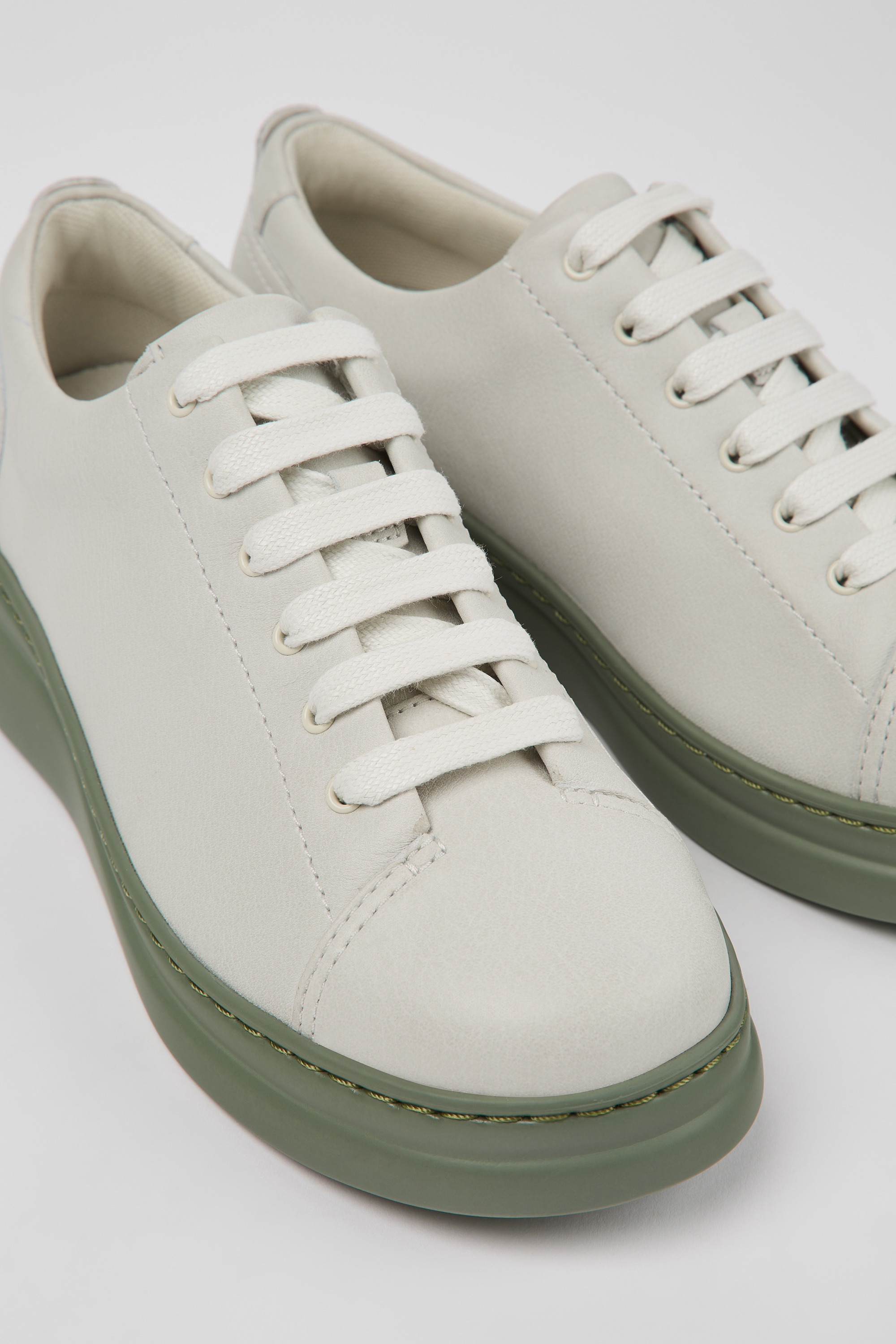 Runner Up - White non-dyed leather sneakers for women
